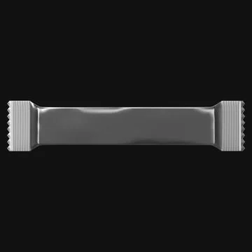 Realistic rectangular candy bar packaging in a metallic wrapper. Stock Illustration