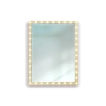 Realistic rectangular illuminated mirror. Square reflective surface hanging on Stock Illustration