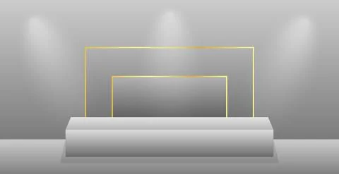 Realistic rectangular white podium in a light studio - Vector Stockillustratie
