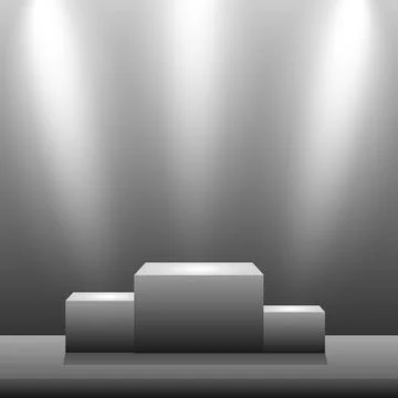 Realistic rectangular white podium in a light studio - Vector Illustrazione stock