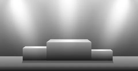 Realistic rectangular white podium in a light studio - Vector Stockillustratie