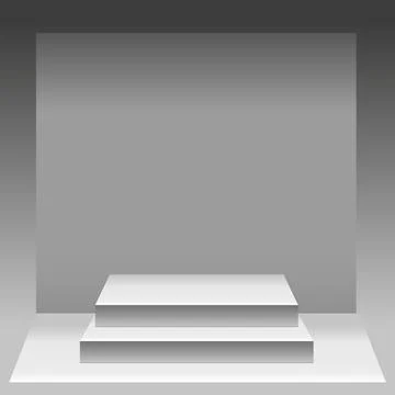 Realistic rectangular white podium in a light studio - Vector Stock Illustration