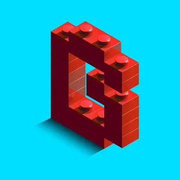 Realistic red 3d isometric letter B of the alphabet from constructor bricks.. Stock Illustration