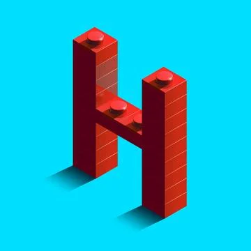Realistic red 3d isometric letter J of the alphabet from constructor bricks.. Stock Illustration