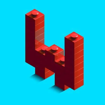 Realistic red 3d isometric letter Z of the alphabet from constructor bricks.. Stock Illustration
