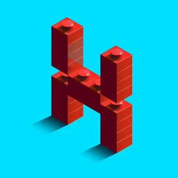 Realistic red 3d isometric letter X of the alphabet from constructor bricks.. Stock Illustration