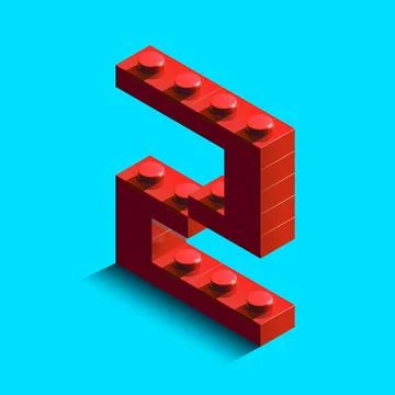 Realistic red 3d isometric letter Z of the alphabet from constructor bricks.. Stock Illustration