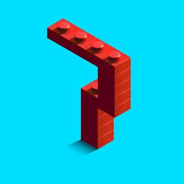 Realistic red 3d isometric number 7 from constructor bricks.. Stock Illustration
