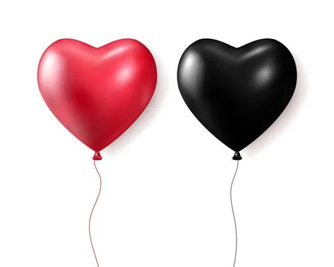 Realistic red and black 3d balloons isolated on transparent background. Air Stock Illustration