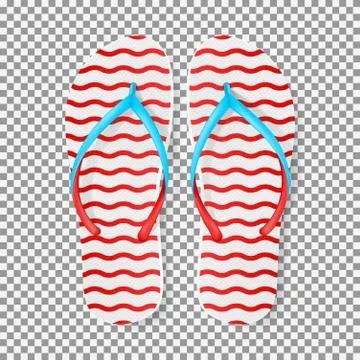 Realistic red and white flip flops Stock Illustration