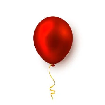 Realistic red balloon on white background with shadow. Shine helium balloon f Stock Illustration
