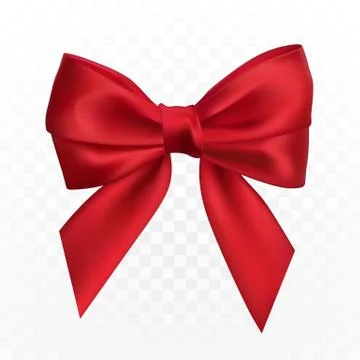 Realistic red bow. Element for decoration gifts, greetings, holidays. Vector  Stock Illustration