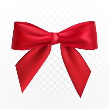 Realistic red bow. Element for decoration gifts, greetings, holidays. Vector  Stock Illustration