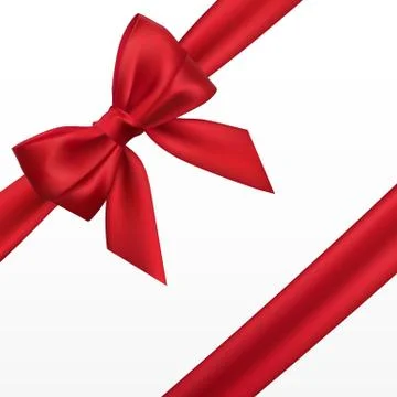 Realistic red bow. Element for decoration gifts, greetings, holidays. Vector  Stock Illustration