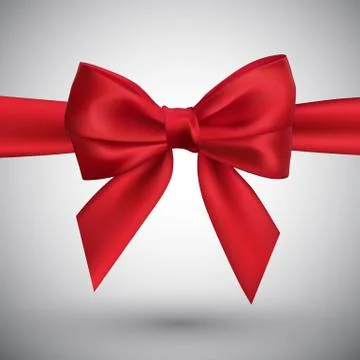 Realistic red bow. Element for decoration gifts, greetings, holidays. Vector  Stock Illustration