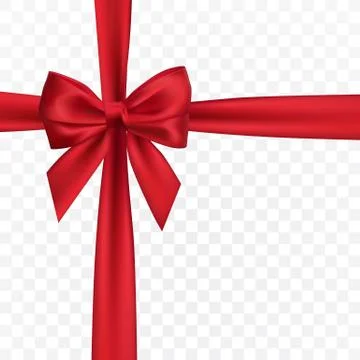 Realistic red bow. Element for decoration gifts, greetings, holidays. Vector  Stock Illustration