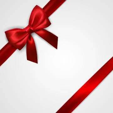 Realistic red bow with red ribbons isolated on white. Element for decoration  Stock Illustration
