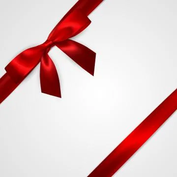 Realistic red bow with red ribbons isolated on white. Element for decoration  Stock Illustration