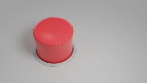 Realistic red button on gray background. 3d illustration Stock Illustration