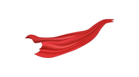Realistic red cape blowing in the wind - piece of silk fabric sheet or curtain Stock Illustration