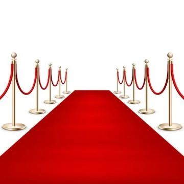 Realistic Red carpet between rope barriers. EPS 10 Illustrazione stock