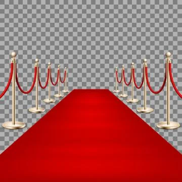 Realistic Red carpet between rope barriers. EPS 10 스톡 일러스트
