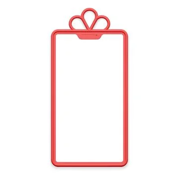Realistic red classic rectangle gift box frame smartphone screen empty copy s Stock Illustration