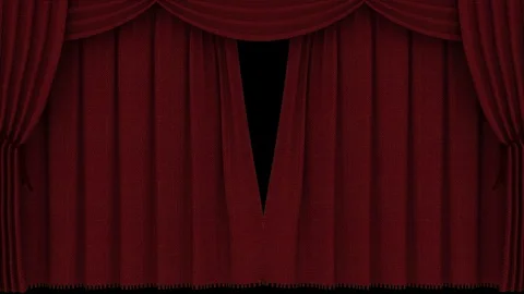 Realistic Red Curtain Opening Stock Footage 100539660