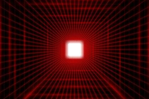 Realistic red digital portal to virtual reality. Sci-fi square glowing portal. Stock Illustration