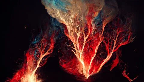Realistic red fire or smog border, burning flame, bonfire blaze glowing effect. Stock Illustration