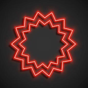 Realistic red flowe led neon tube frame isolated on grey background. Light Stock Illustration