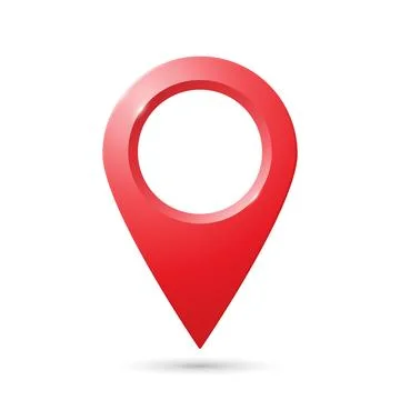 Realistic red geolocation icon. The PIN code icon of the card on a white Stock Illustration