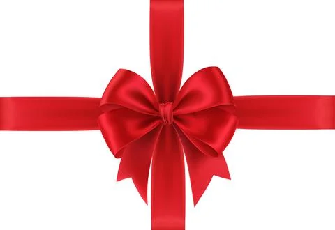 Realistic Red gift bow isolated on white background. Gift card with red bow Stock Illustration
