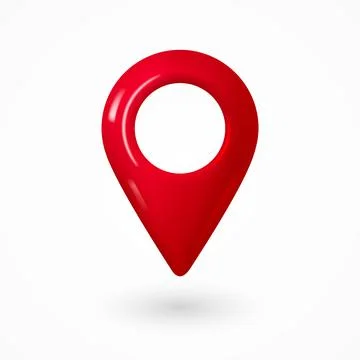 Realistic red icon map pointer. locate pin gps map. 3d design in plastic ca.. Stock Illustration