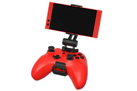Realistic red joystick for playing games on a mobile phone on white background Stock Illustration