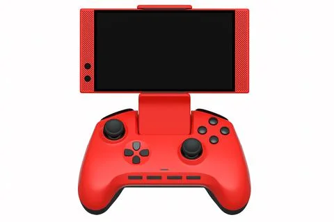 Realistic red joystick for playing games on a mobile phone on white background Stock Illustration