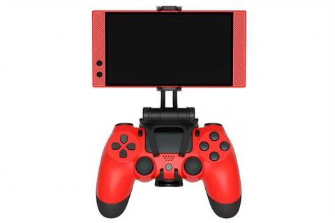 Realistic red joystick for playing games on a mobile phone on white background Stock Illustration
