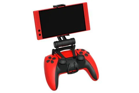 Realistic red joystick for playing games on a mobile phone on white background Stock Illustration