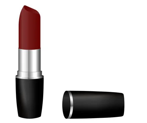 Realistic red lipstick in a black container Illustrazione stock