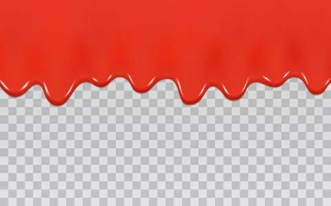 Realistic red liquid dripping spilling ketchup Illustration