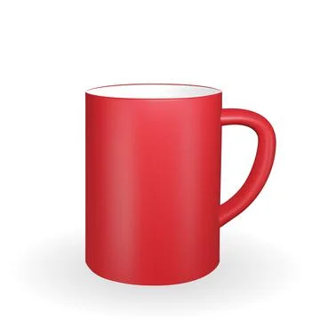 Realistic red mug on a white background. 3D rendering. Illustration Stock-Illustration