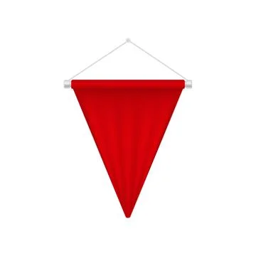 Realistic red pennant template. Triangle blank banner Stock Illustration