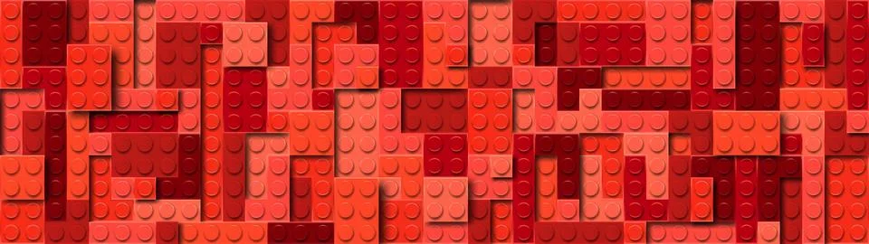 Realistic red plastic constructor background with shadows. Play and build Stock Illustration