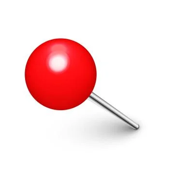 Realistic red push pin. Board tack isolated on white background. Plastic pushpin Stockillustratie