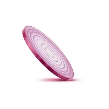 Realistic red raw onion slice, 3d round bulb part Stock Illustration