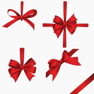 Realistic Red Ribbon Bow Set Stock-Illustration