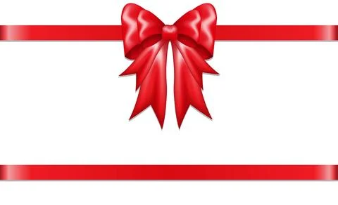 Realistic red ribbon with a decorative bow on a white background Stock Illustration