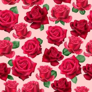 Realistic red roses pattern Stock Illustration