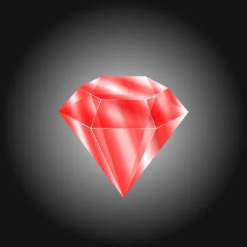 Realistic red round gem ruby Stock Illustration