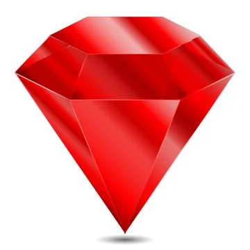 Realistic red ruby isolated on white background Stock Illustration